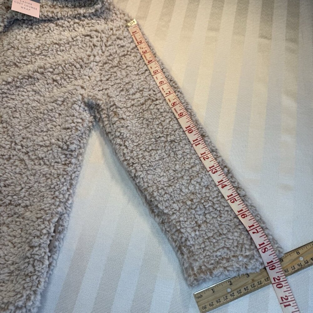 Serra Faux Shearling Open Front Cardigan Hooded Lounge Wrap Sz S/M Soft Cozy - Picture 9 of 11